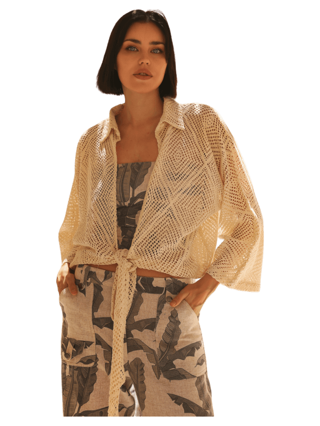 product Oversized Crochet Blouse With Front Strap closure Image