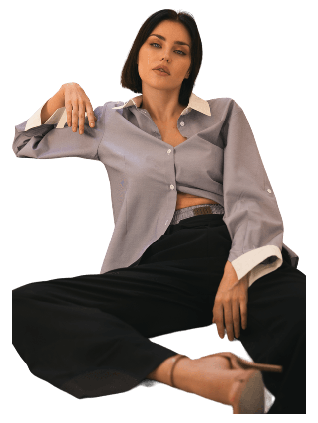 product Elegant Shirt With White Collar & Cuff Image